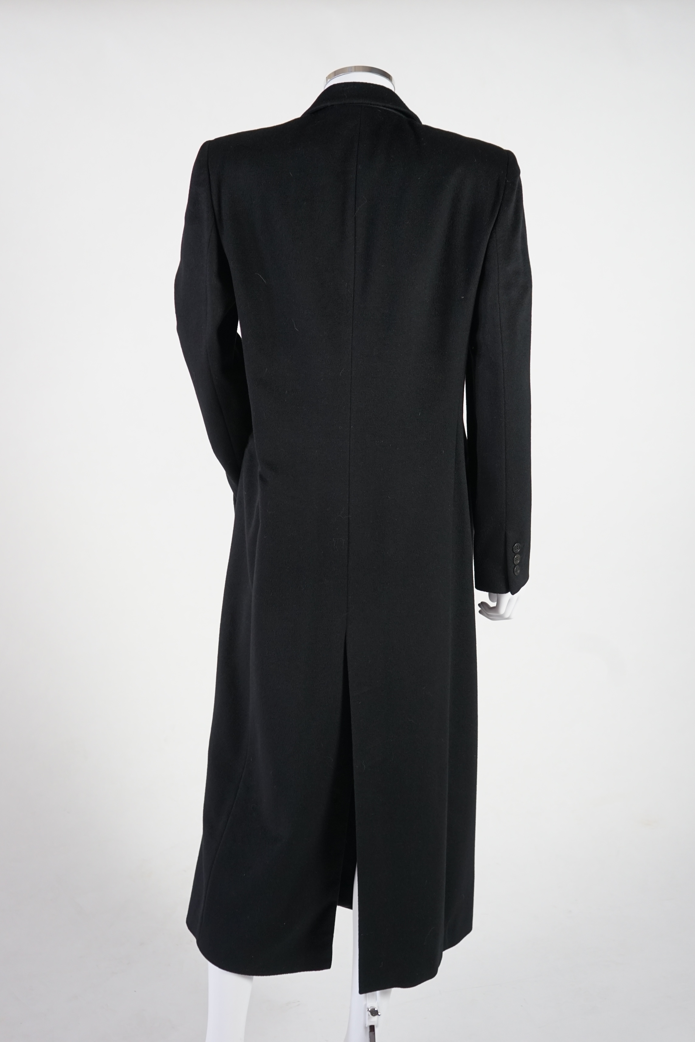 A Georgio Armani Classico lady's black cashmere long coat. Proceeds to Happy Paws Puppy Rescue